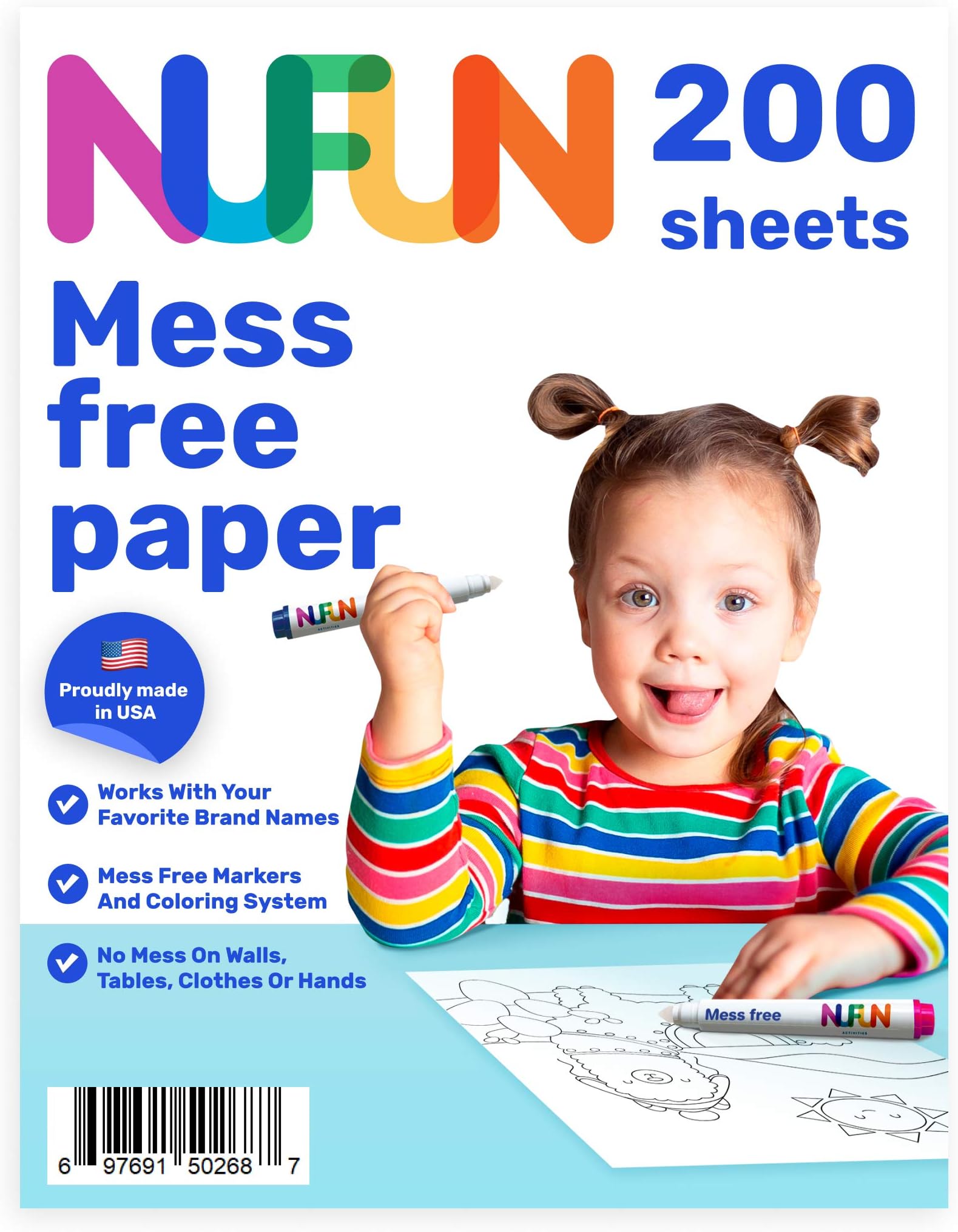 Mess Free Paper - Kids Create No Mess Wonders with Special Coloring Paper, Gift for Toddlers and Kids, 200 Blank Pages