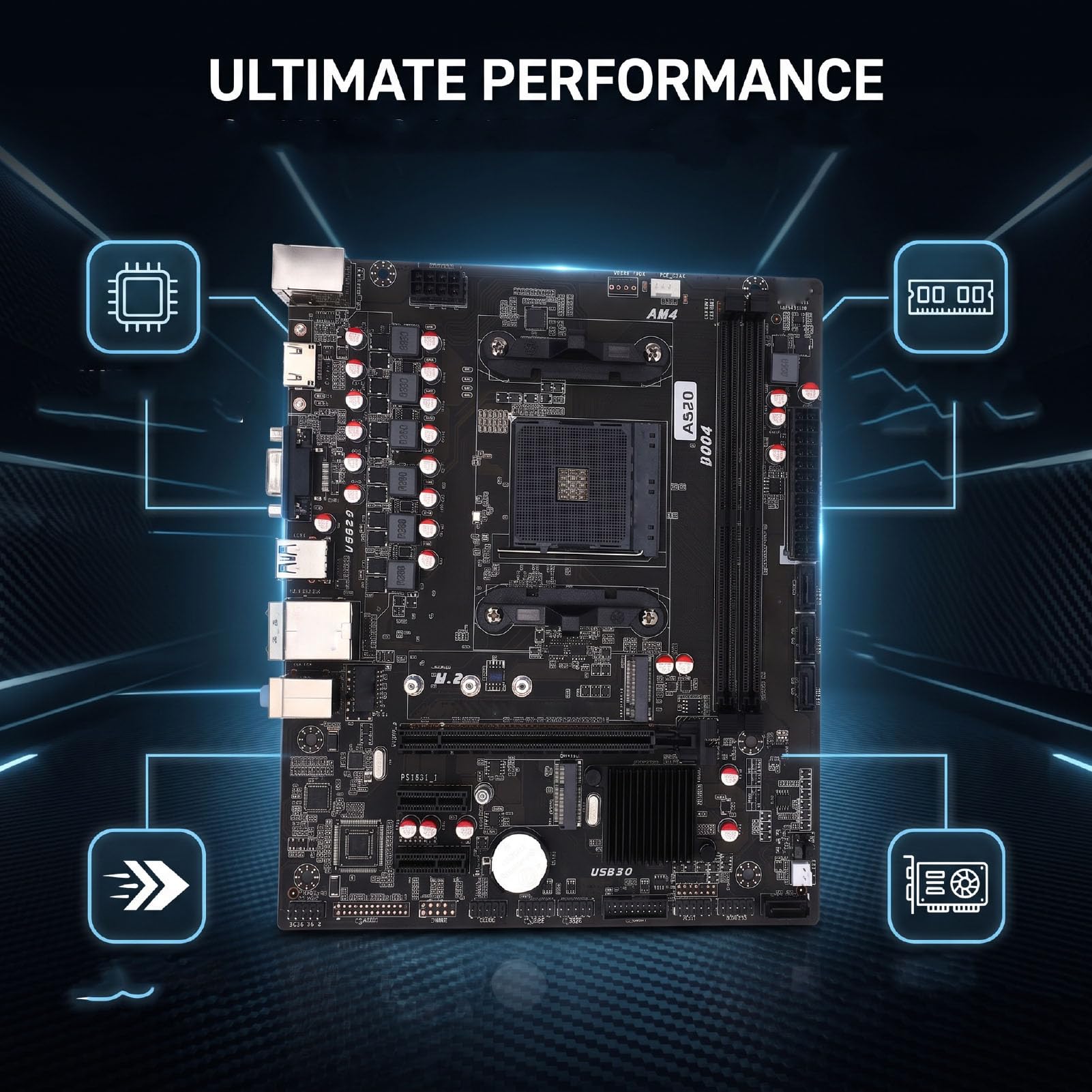Scheda Madre Micro ATX, Supporto per Processori Ryzen di Terza, Quarta e Quinta Generazione, 128GB DDR4 3200MHz, for Computer Desktop | DDR4 Dual Channel, Slot SSD M.2 NVMe, PCIe X16, LAN Gigabit e 3.0