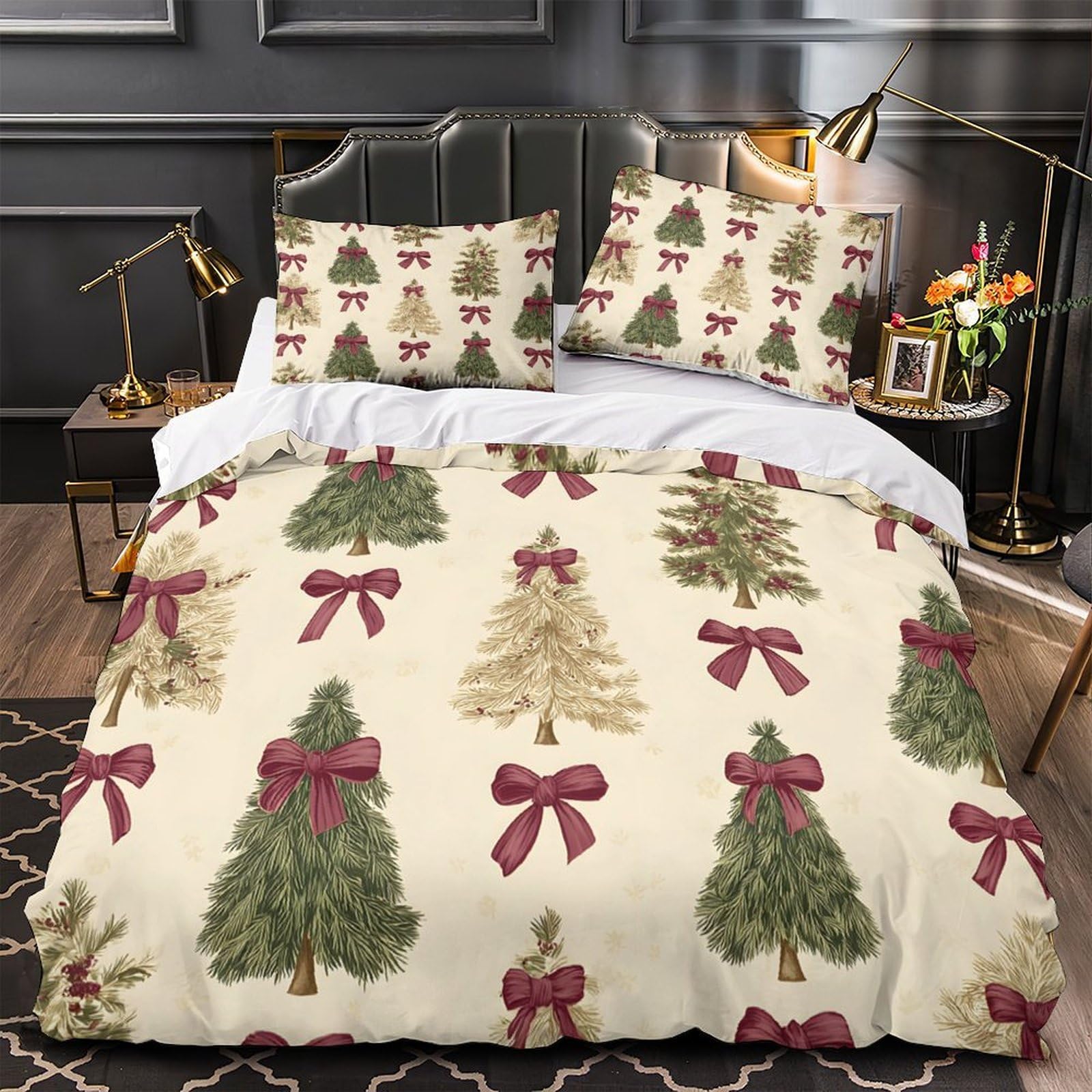 MMDASBVPE Christmas_tree_pattern Duvet Cover 3D Print Durable 3 Pcs Bed Linen Hidden Zipper Comforter Cover Premium Washable for Kids Adults Women Teens Youth Girls Boys Double（200x200cm）