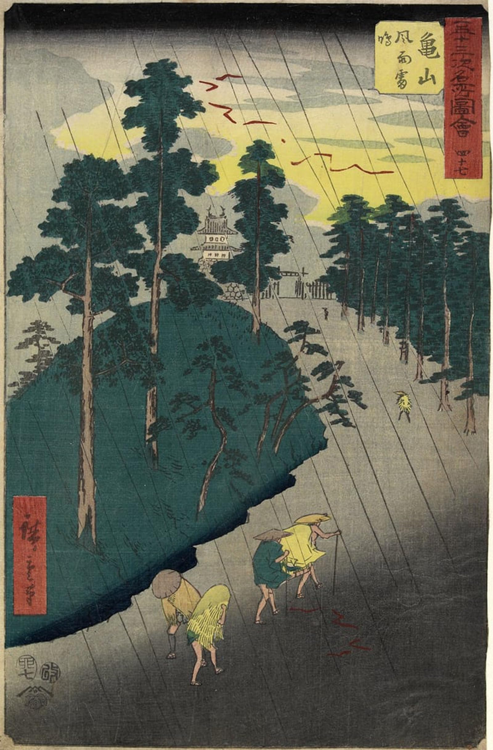 SERENDIPITP Retro Picture Poster Wall Art Pictures Painting No Rain and Thunder Storm Kameyama July by Utagawa Hiroshige Wall Art Canvas Print for Wall Decor 60x90cm