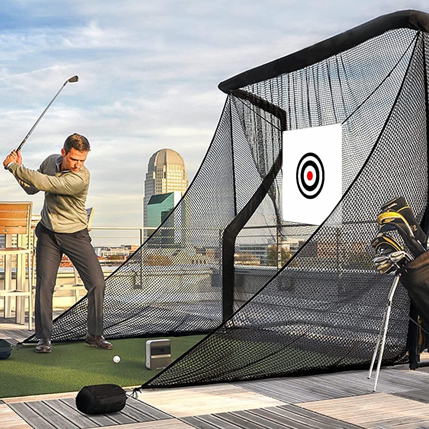 FINGER TEN Red de práctica de golf para práctica de golf para patio trasero, red de entrenamiento de astillado de golf para uso en interiores y exteriores