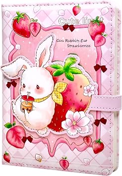 KetA Bunny Journal, Rabbit Notebook, Cute Bunny Journal, Kawaii Journal Notebook, Soft PU Leather Cover, 6.8 x 5.1 inch, A5, 220 pages