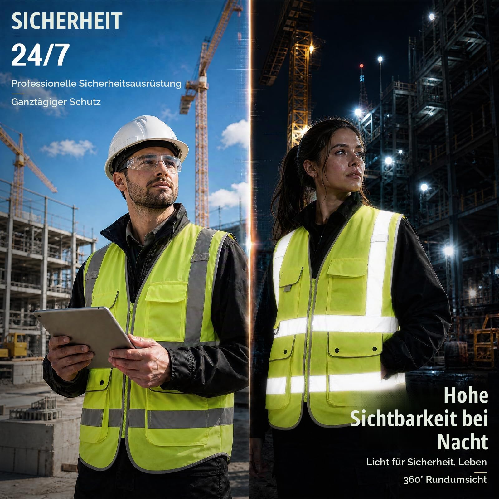 XIAKE RV120528 Reflektierende Sicherheitsweste mit hoher Sichtbarkeit mit 8 Taschen