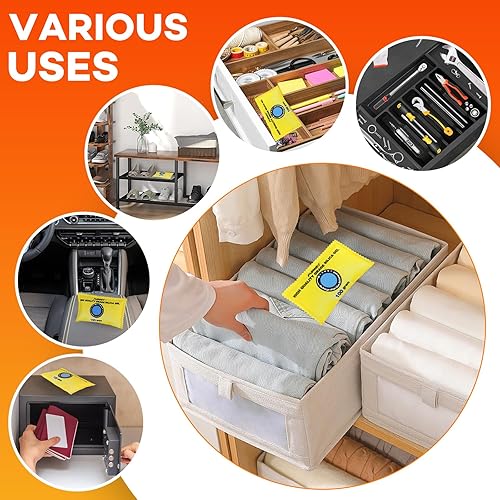 Miniatura 8 de Paquetes desecantes recargables de 3.53 oz (6 paquetes) para almacenamiento, paquetes de desecantes de gel de sílice que indican el color,