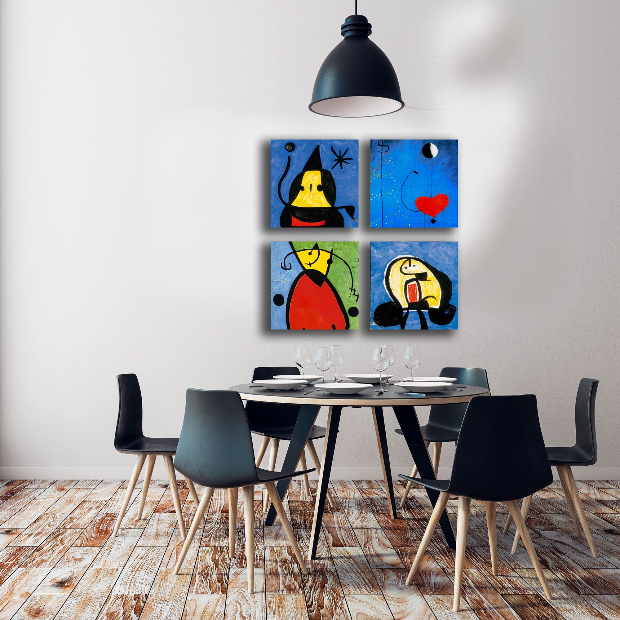 Quadri Moderni MIRO mirò blu 4 pezzi Stampa su Tela CANVAS Arredamento Arte Astratto XXL Arredo per soggiorno salotto camera da letto cucina ufficio bar ristorante printerland.it