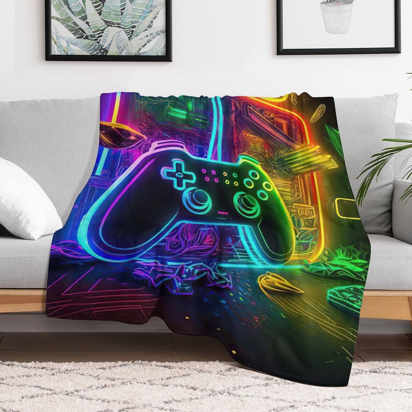Gamecontroller Decke,Vier Jahreszeiten Weich Wohndecke Schlafdecke Sofadecke Pelzdecke Couchdecke Flannel Bett Decken 150×200cm