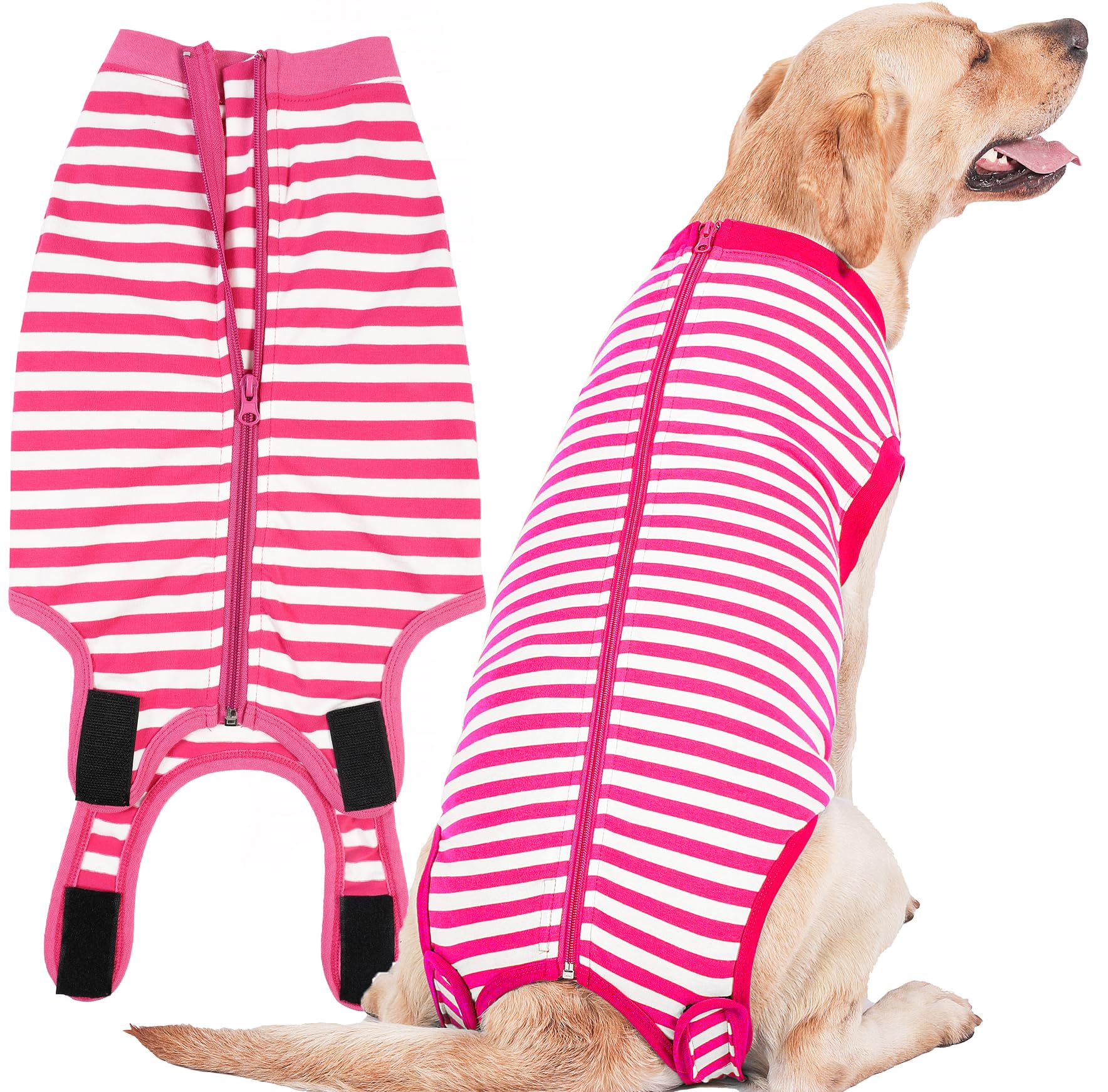 Sychien Dog Recovery Suit Post Surgery Shirt,Large Female Spay Wound Protective Surgical Suit,Pink XL