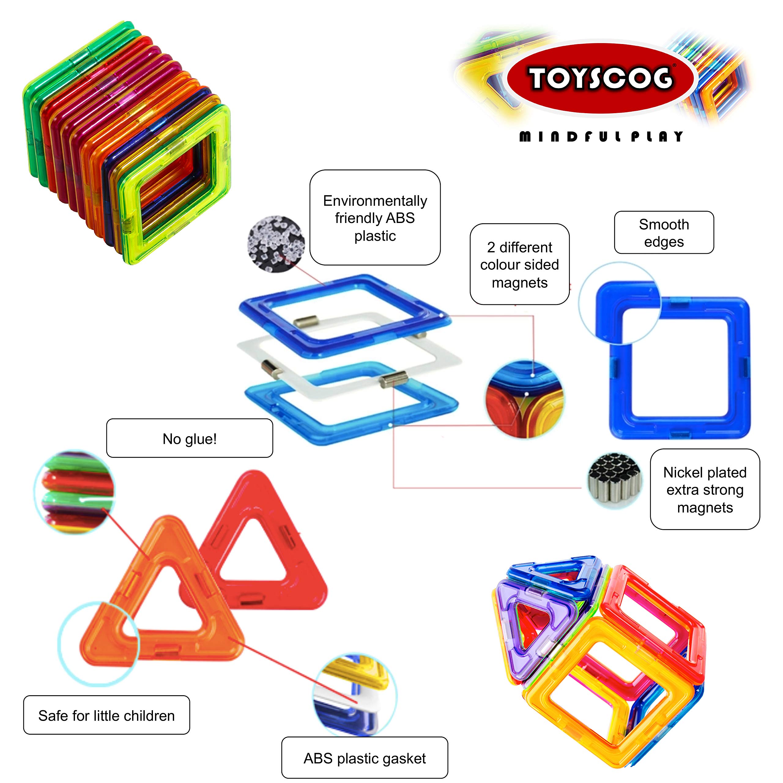 BINZKBB 110 stuks Magnetische bouwsteenset tegels,Verlichte 3D educatieve magnetische speelgoed, Aanmoedigen creativiteit cadeaus voor Kinderen jongens meisjes 3 4 5 6 7 8 jaar