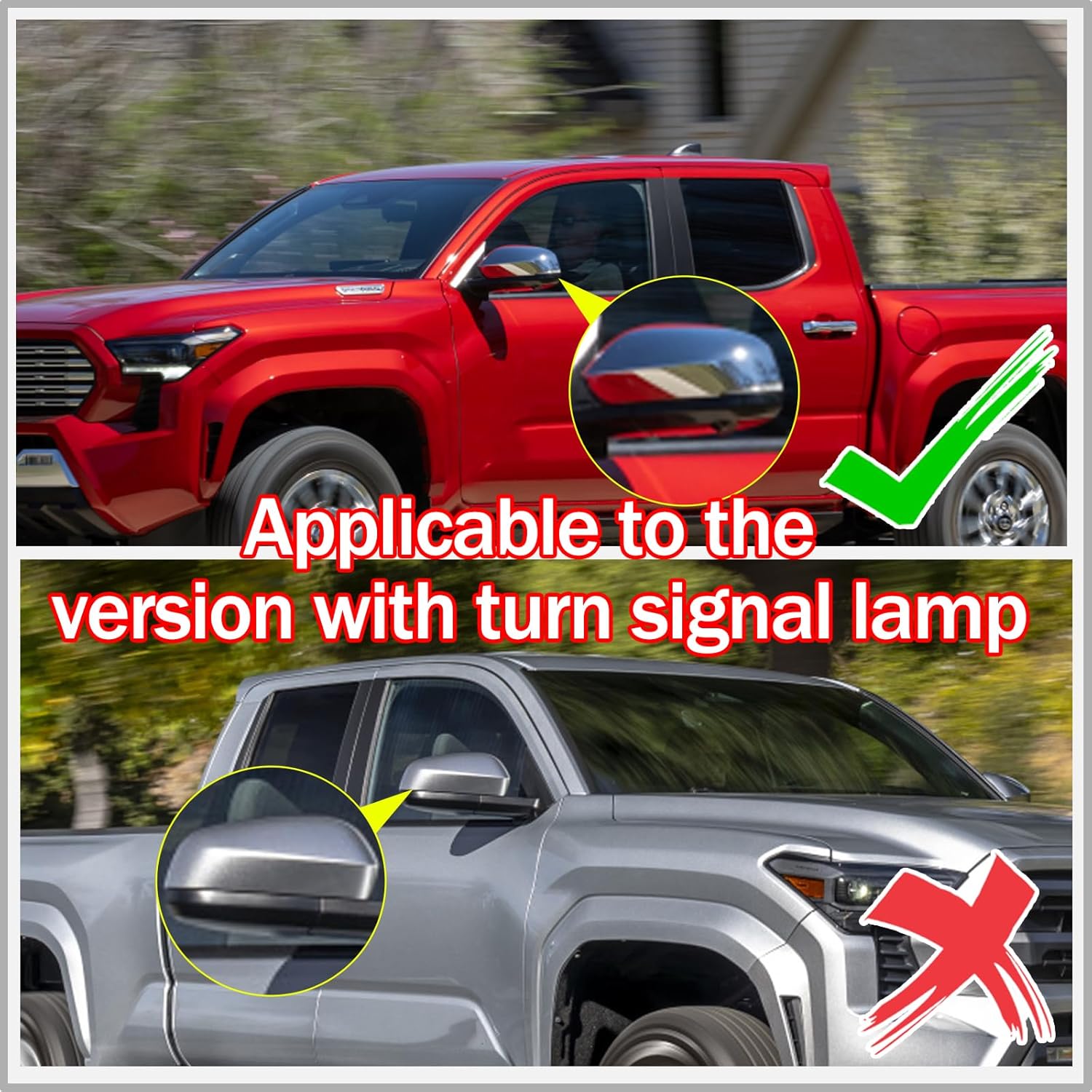 Car Exterior Mirror Cover Trim Compatible with Tacoma 2024 2025，Mirror Cover Rear View Side Door Mirror Decorative Protector Cover Decoration accessories (With turn signal（Piano Black）)