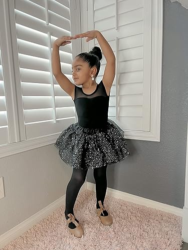 Vista 3 de Stelle Leotardo de manga corta con lazo en la espalda para niñas, para baile, gimnasia y ballet (bebéniño pequeñoniño grande)