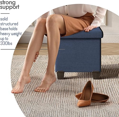 Miniatura 294 de Otomana plegable para dormitorio o sala de estar, con contenedores de almacenamiento, reposapiés para el extremo de la cama, soporta hasta 660 lb,