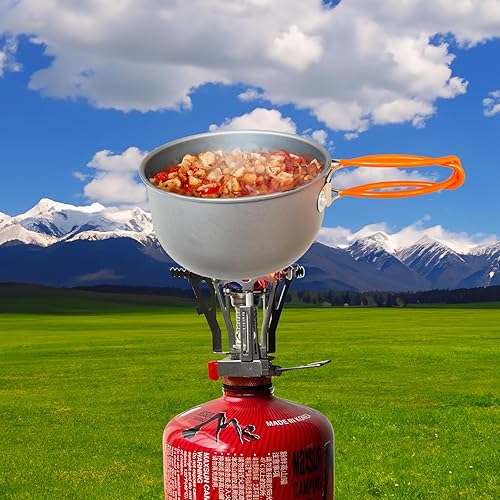 Miniatura 7 de Juego de utensilios de cocina antiadherentes compactos, incluye ollas, sartenes, estufa, hervidor, platos y utensilios para mochileros, senderismo y