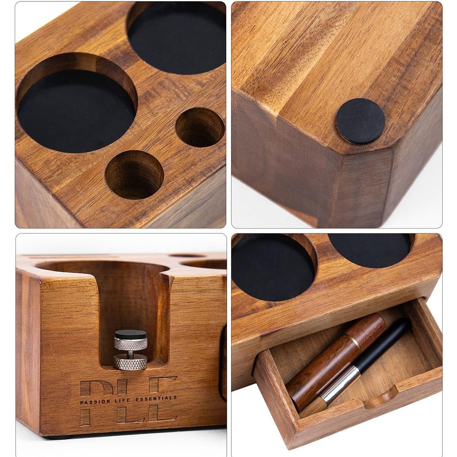 Soporte para Prensador de Café, Alfombrilla de Madera para Prensar, Ideal para Cafeterías Y Cafés.