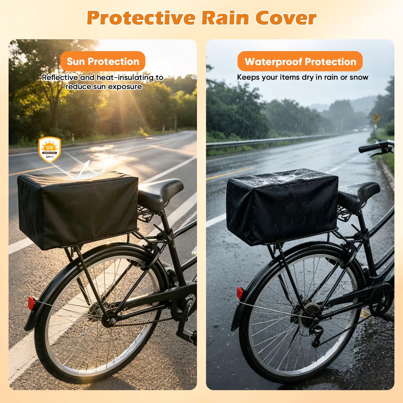 Cestino Bicicletta Posteriore,Portapacchi Bici Posteriore 25 kg,Cestino BiciAntiruggine, Universale per Bici ed E-Bike, Include Rete Elastica e Fodera