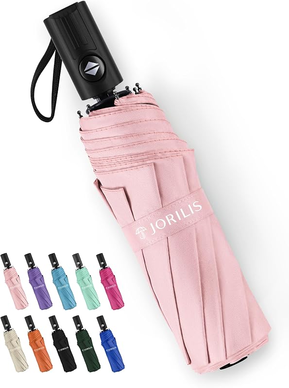 Jorilis Compact Umbrella for Travel - Automatic Umbrellas for Rain & Sun Protection, Small Portable UV Umbrella for Car, Backpack, Walking, Folding Windproof Umbrellas for Kids, Women