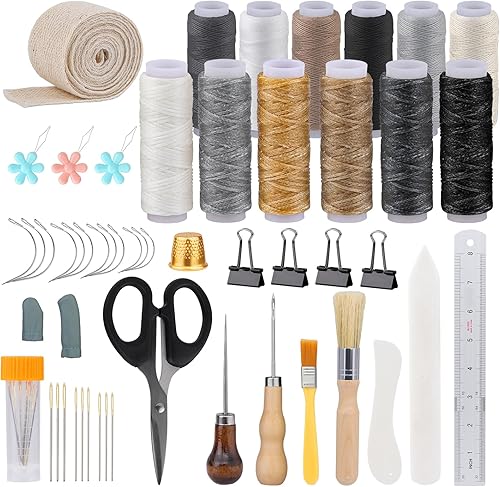 55 kits de encuadernación de mano, herramientas de encuadernación para principiantes, suministros completos de encuadernación con puntones, aguja de