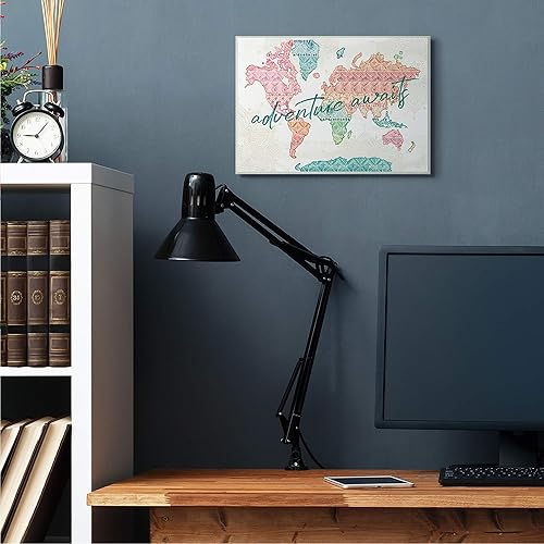 Miniatura 2 de Stupell Industries Adventure Awaits Phrase Macramé, mapa del mundo, diseño de Dina June - Placa de pared, 13 x 19 pulgadas, color beige