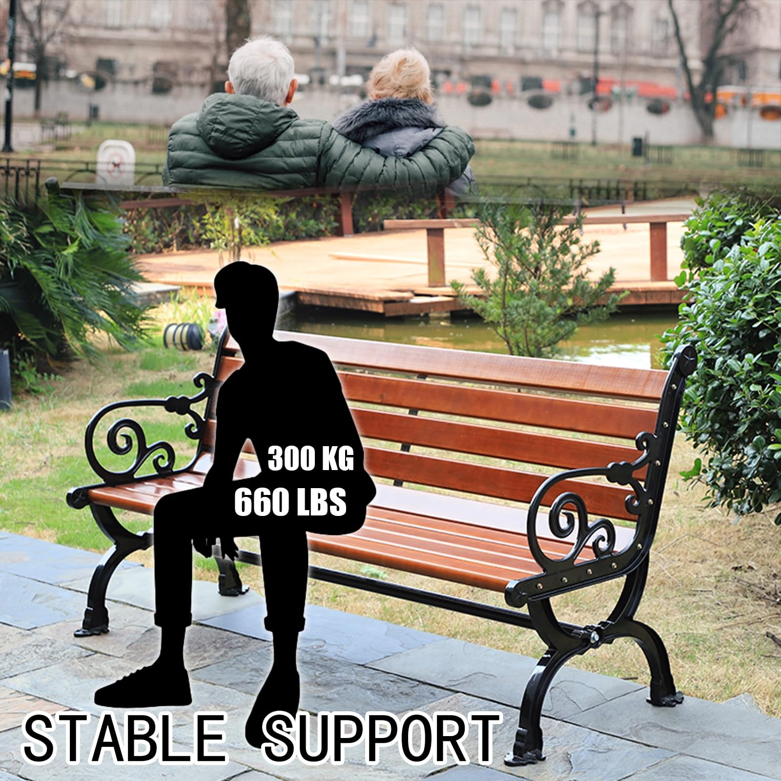 Panca da Esterno in Metallo Resistente alle Intemperie, Panche da Giardino per Esterni per Patio, Prato, Cortile, Balcone, capacità 2-3 Adulti(150cm/59in)