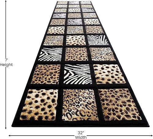 Miniatura 2 de Alfombra con estampado de animales de escultura, 32 pulgadas x 7 pies, 251 color negro