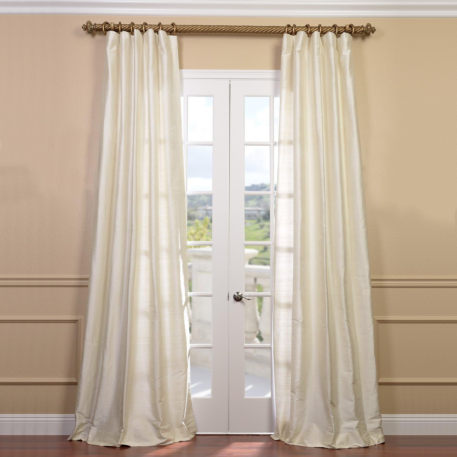 HPD Half Price Drapes Textured Dupioni Silk Curtains for Bedroom, Living Room 50 X 108 (1 Panel), DIS-ID7727-108, Pearl