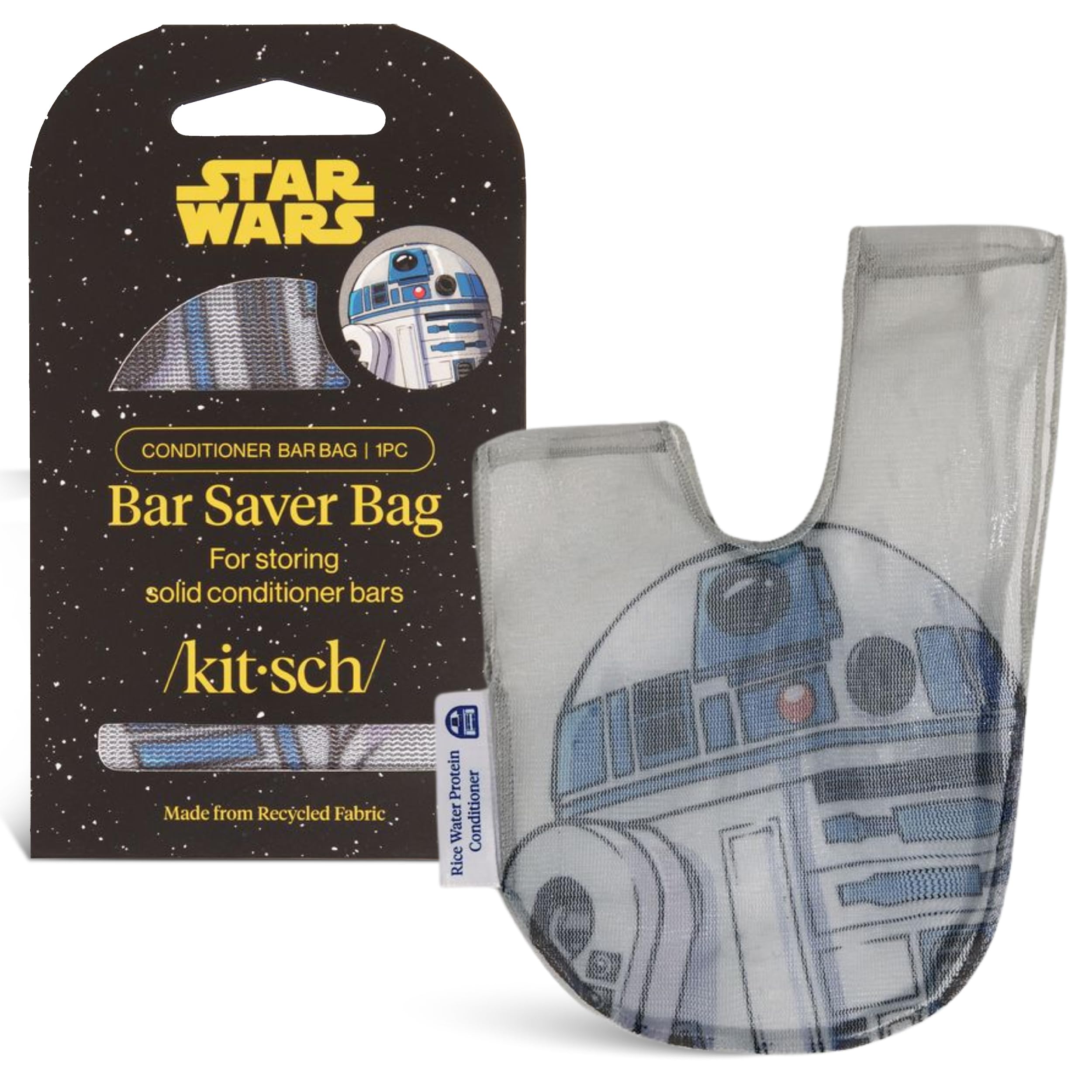Kitsch x Star Wars R2-D2 Soap Saver Bag – Patented Mesh Bag Soap Holder for Shampoo & Conditioner Bars - Extends Use & Prevents Soggy Mess - Recycled