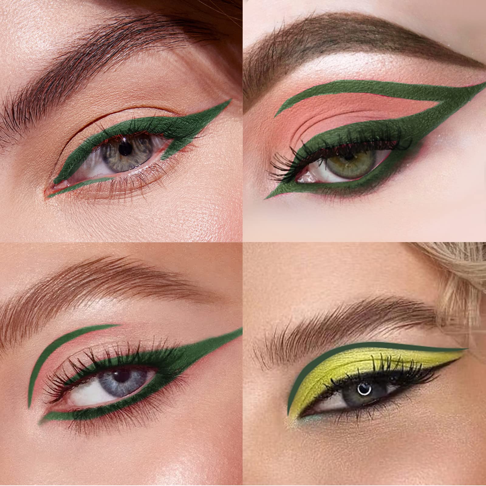 Music Flower Flüssiger Eyeliner, Wasserfester und Wischfester Flüssiger Eyeliner-Stift, Mehrere Farboptionen, Flexibler Stift für Einfache Kontrolle, Grüne