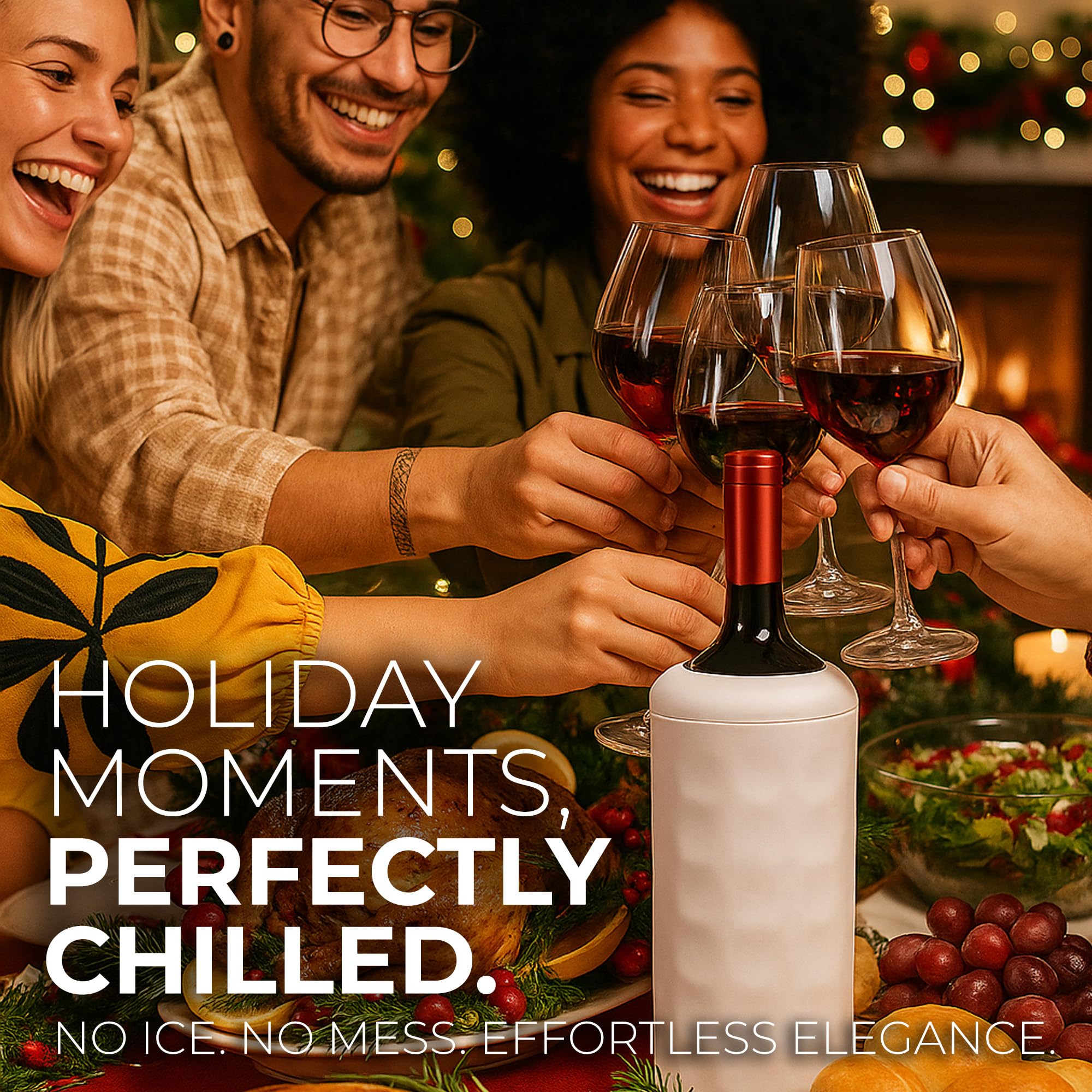 Premium Wine Chiller - 750ml Stainless Steel Wine Bottle Cooler, Vacuum Insulated & Double-Walled - Keeps Wine Cold for 6+ Hours - Champagne Chiller Sleeve for Most Bottles - White — Amazon image 6
