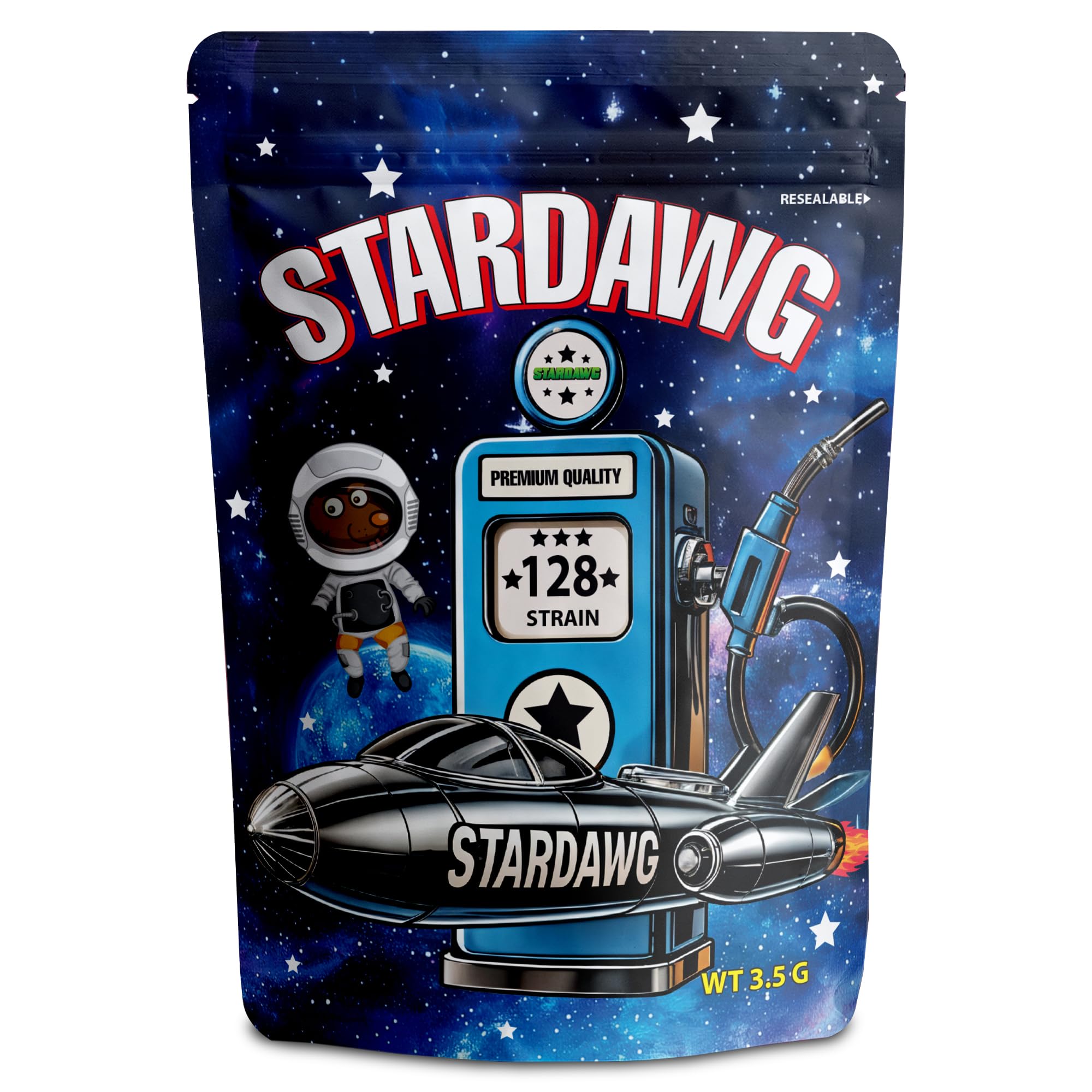 100 Pcs Cali Packs 3.5g Bag Mylar Storage Bags, Ziplock Smell Proof Pouches 12 cm x 10 cm, 3.5g Reusable Baggies for Snack, Candy Cookies Stand up pouches (Stardawg)