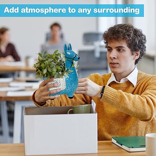 Miniatura 6 de Maceta de llama de cerámica para plantas suculentas, bonita decoración de alpaca para el hogar, oficina, 8 12 pulgadas de alto con agujeros de