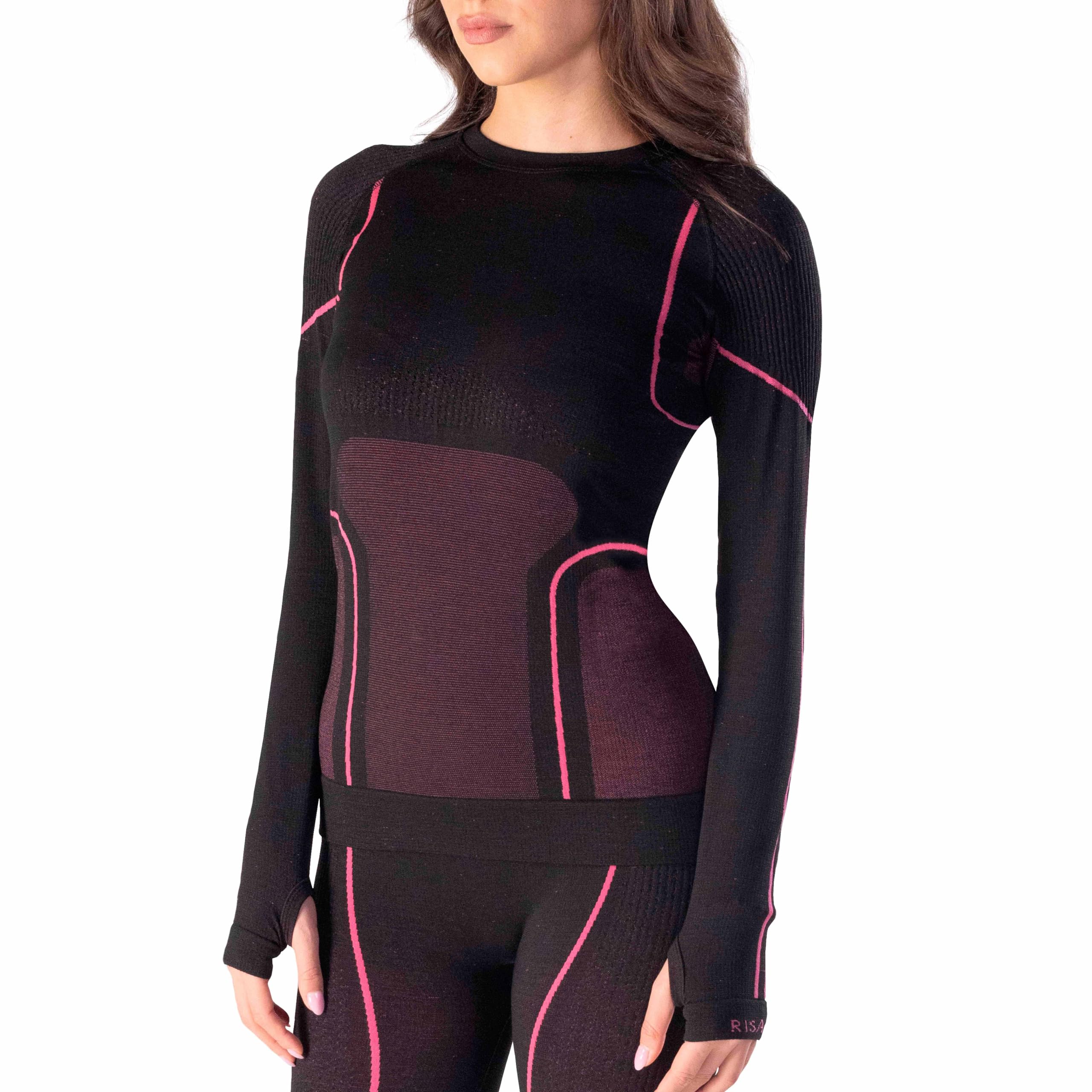 Risalti Thermo-Shirt für Damen, Langarm, Merino Tech – Thermo-Shirt für Damen aus Merinowolle, Thermounterwäsche für Damen, Winter, Thermounterwäsche für Damen, nahtlos, hergestellt in Italien