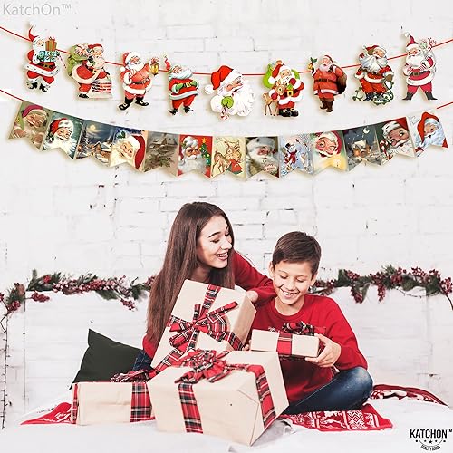 Miniatura 7 de KatchOn, Guirnalda de Papá Noel con texto en inglés "Merry Christmas", extra grande de 10 pies, paquete de 2, pancarta de Papá Noel para manto,