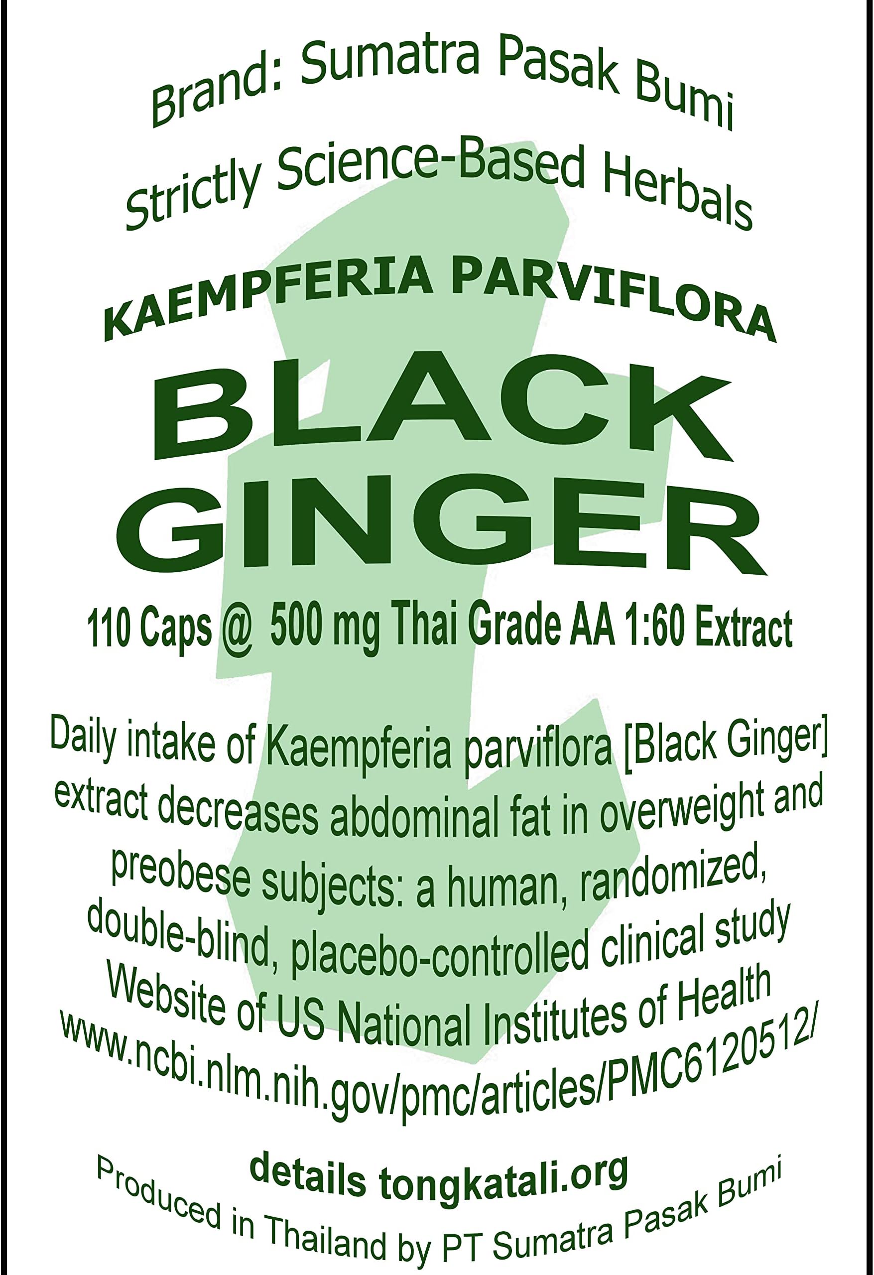Black Ginger (Kaempferia Parviflora), 110 Capsules @ 500 mg Thai Grade AA 1:60 Extract