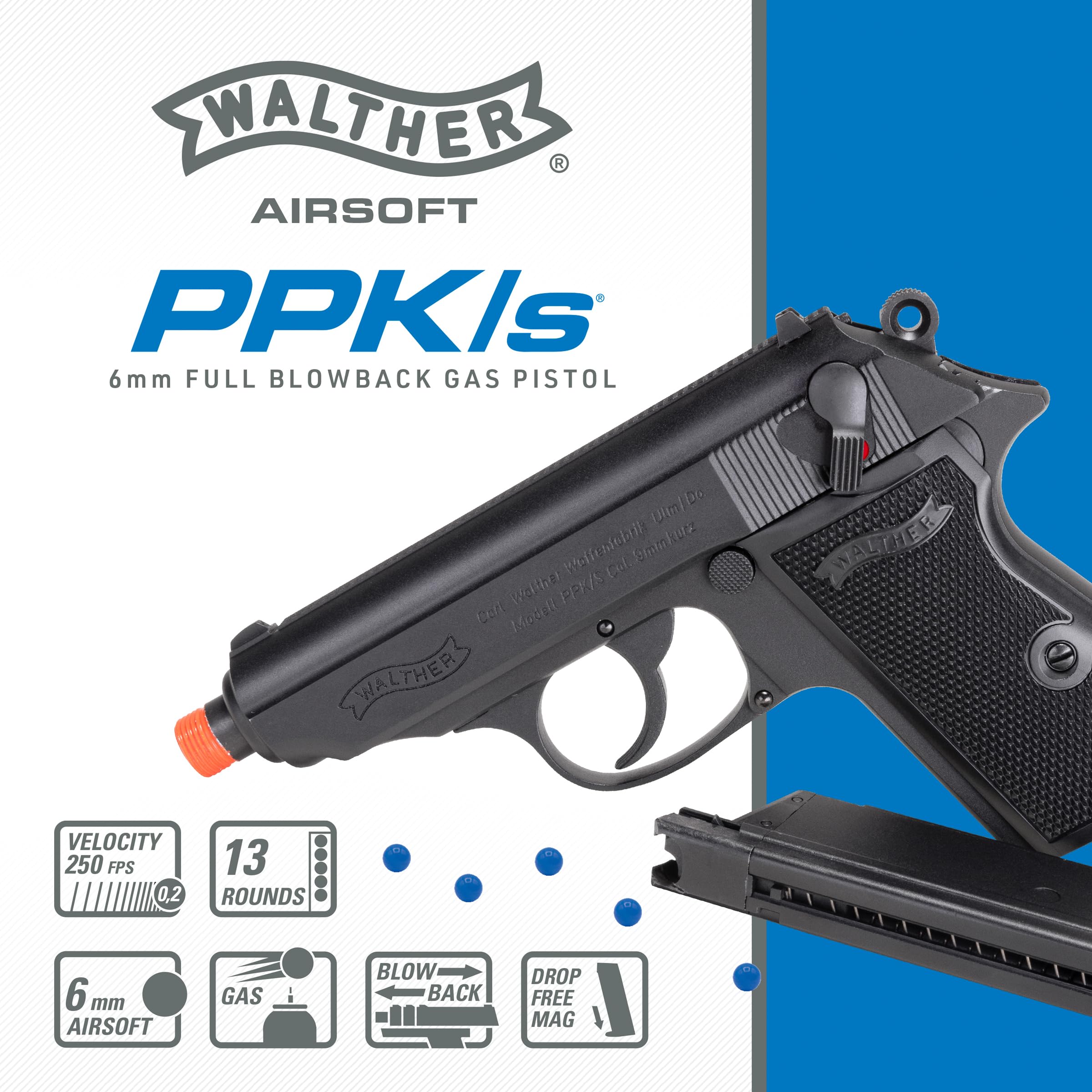 Amazon.com : Walther PPK/S GBB Blowback 6mm BB Pistol Airsoft Gun