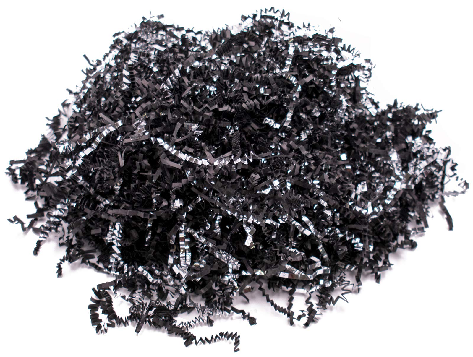 Stephanie Imports Fabriqué aux États-Unis Papier déchiqueté froissé (remplissage en zig) 0,9 kg (noir et argent métallique)