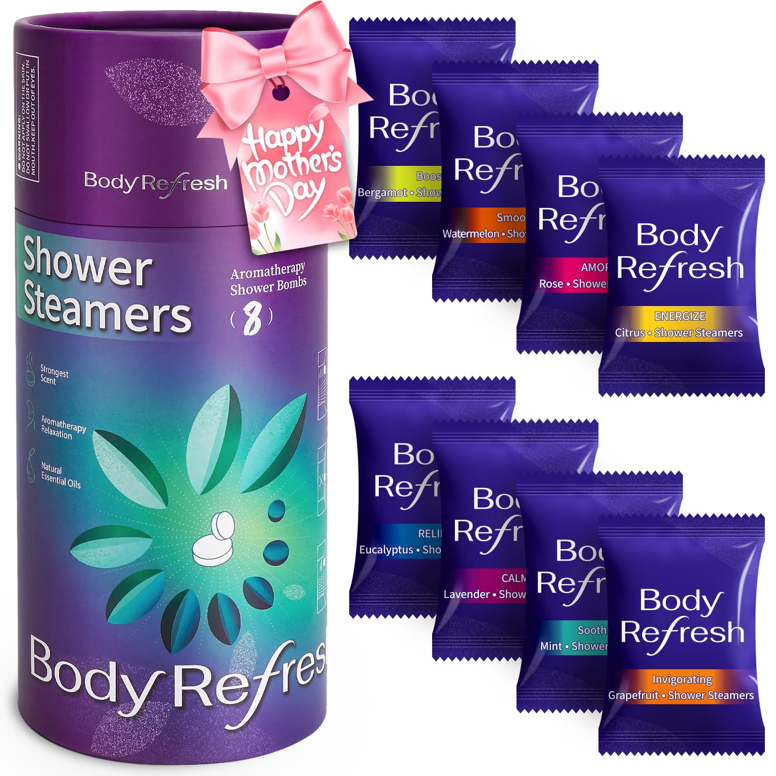 Shower Steamers Aromatherapy - Birthday Gifts for Women, 8 Pack Shower Bombs with Essential Oils, Spa Gifts for Women, Mothers Day Gifts for Mom, Wife, Teacher Appreciation Graduation Gifts for Her