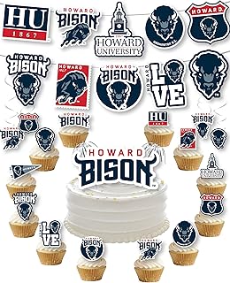 Howard University Party Supplies for Football, Birthday Gift, HU Graduation Party Banner and Cake Toppers (42 Pieces) (Howard Bison)