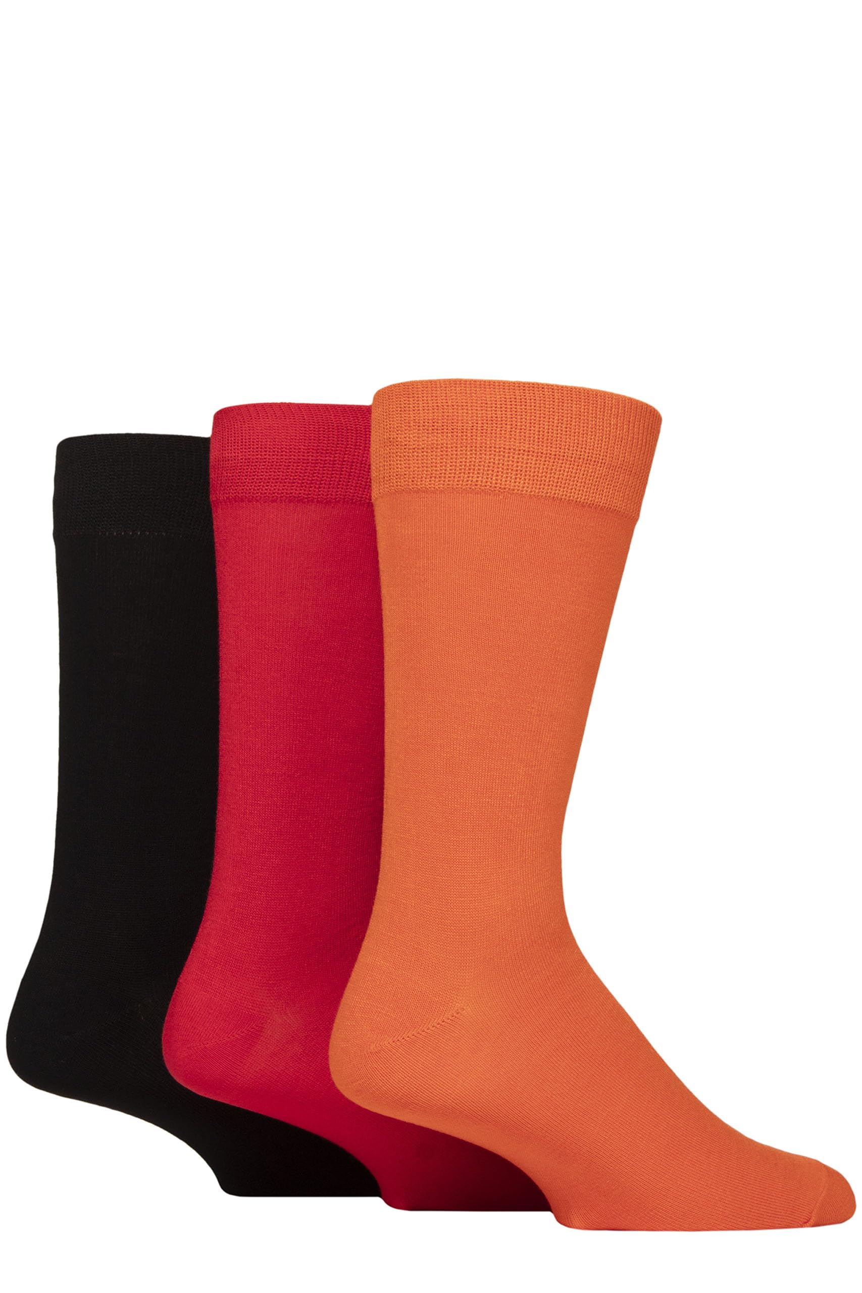 SockShop Wildfeet Mens Plain Bamboo Socks Pack of 3 (UK, Numeric, 7, 11, Regular, Regular, Orange/Red/Black)