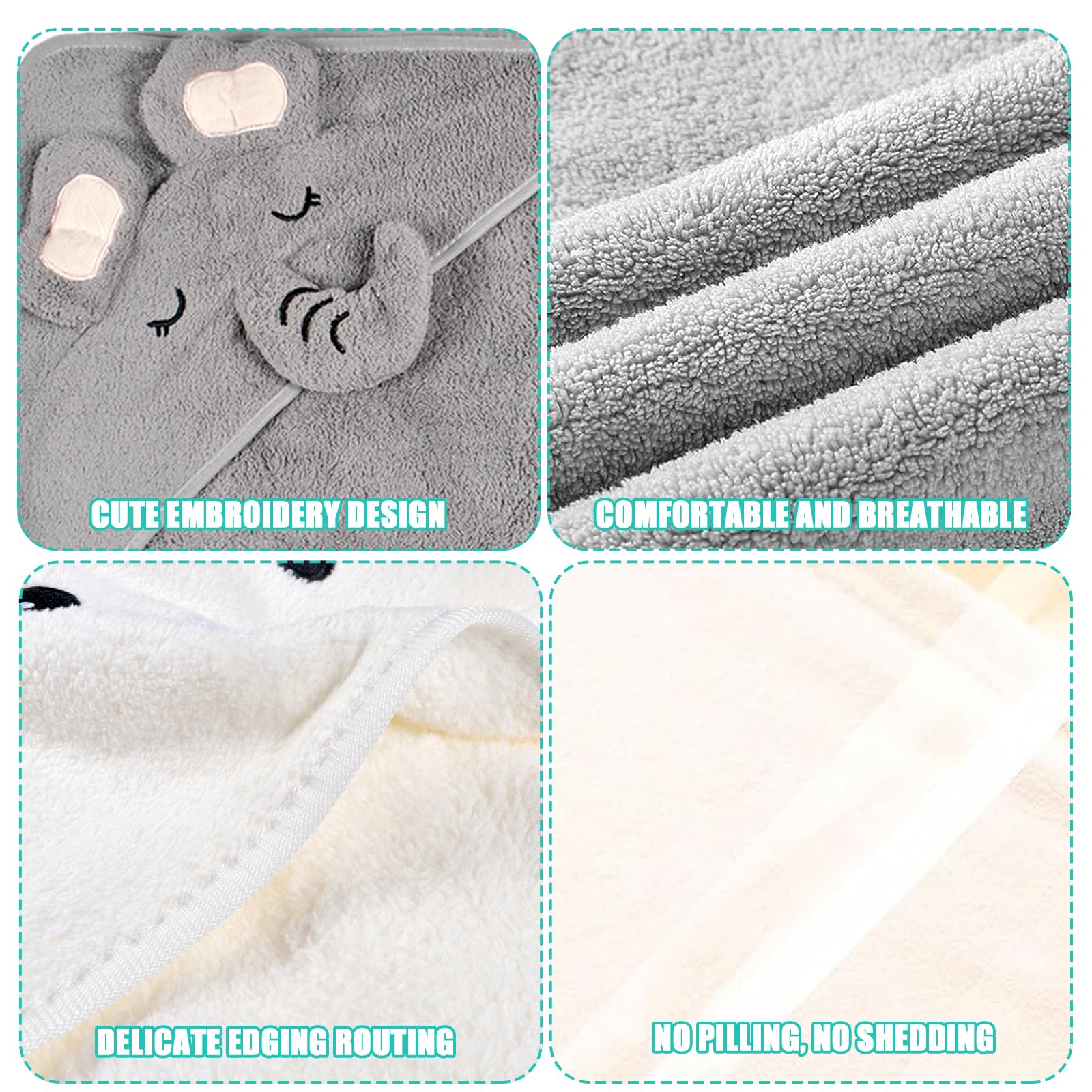 Forhome Serviette de Bain à Capuche pour Bébé, 3 pièces Cape de Bain Bébé, Serviette à Capuche en Bambou,Sortie de Bain Super Absorbante, Serviettes pour Enfants en Bas âge avec Trois Motifs