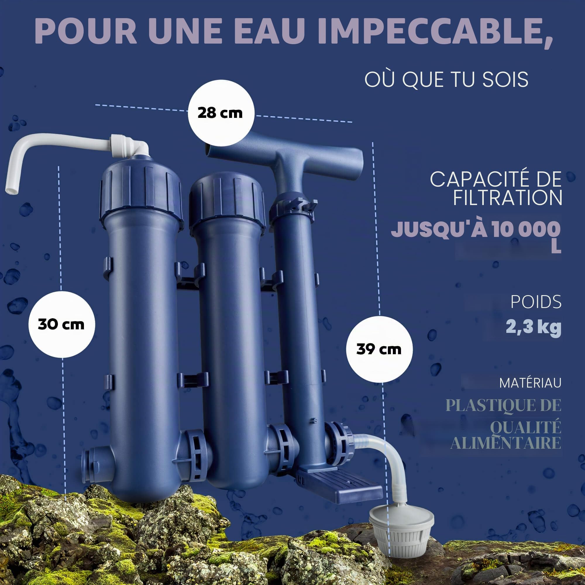 Aora Hydrosolve Filtre à eau d'extérieur [Pompe & Technologie ULTRAFILTRATION] – Filtre à eau potable pour la survie en plein air et le camping – Équipement d’urgence
