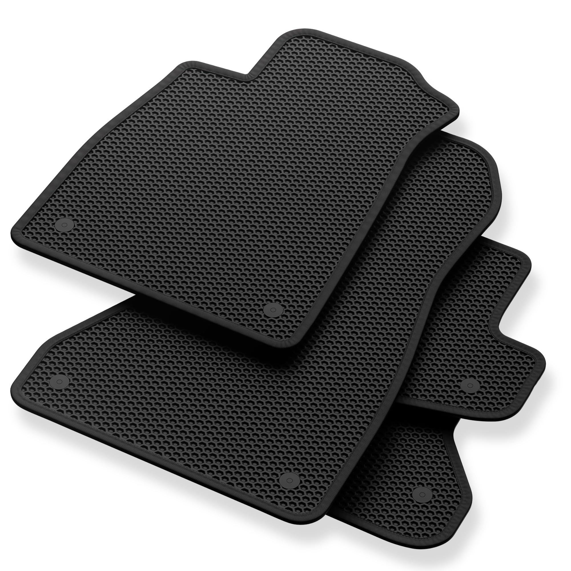 MOTOS Alfombrillas Eva para Peugeot 308 II 2013-2021 Compacto - EVA, Tejido, Negro - Antideslizante, suave y cómodo, antibacteriano - Se puede limpiar con hidrolimpiadora, repele la suciedad - Clips p