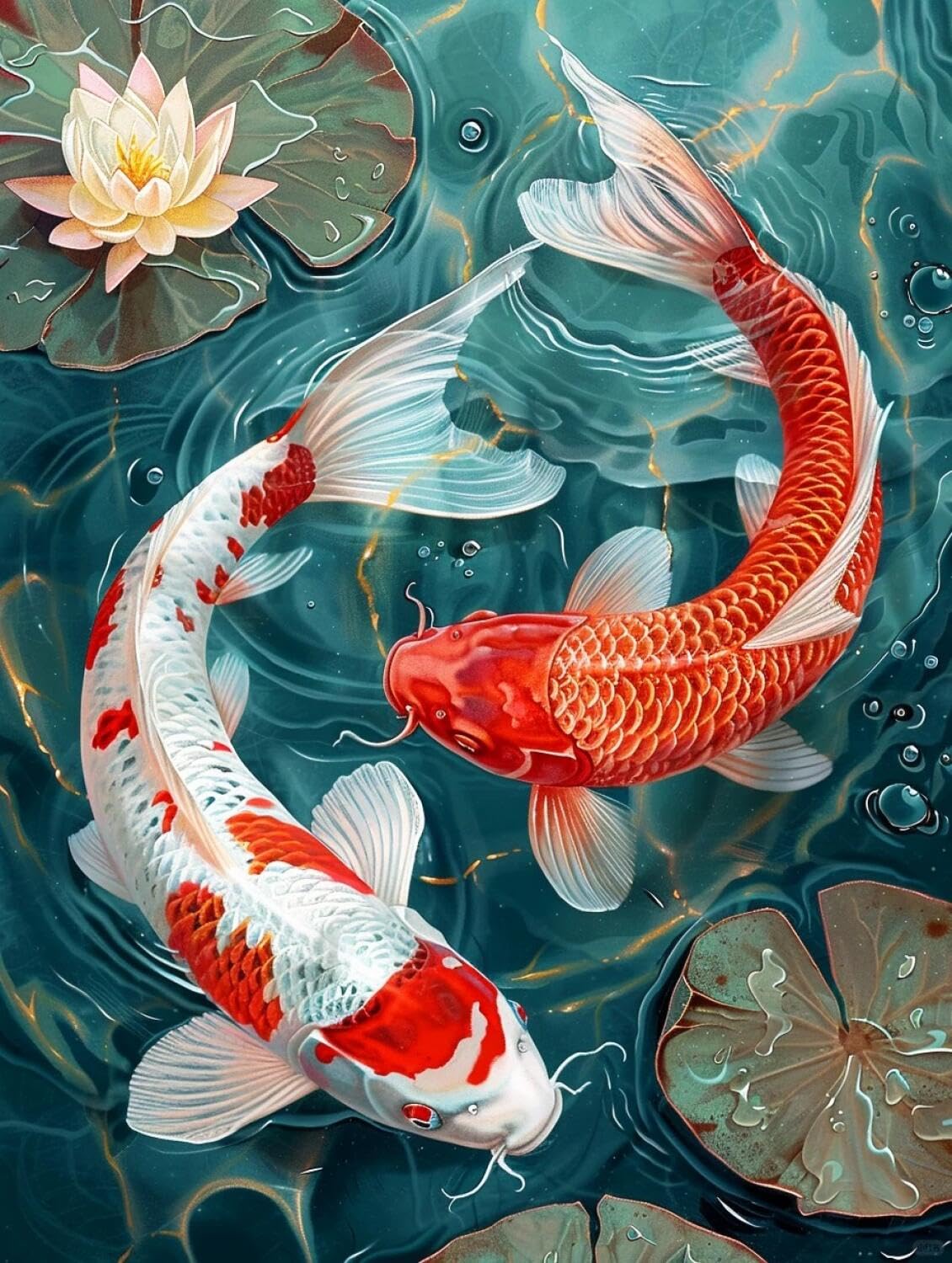 AxiangziK DIY Counted Cross Stitch Kits Carp and Flowers 11CT 80x100cm