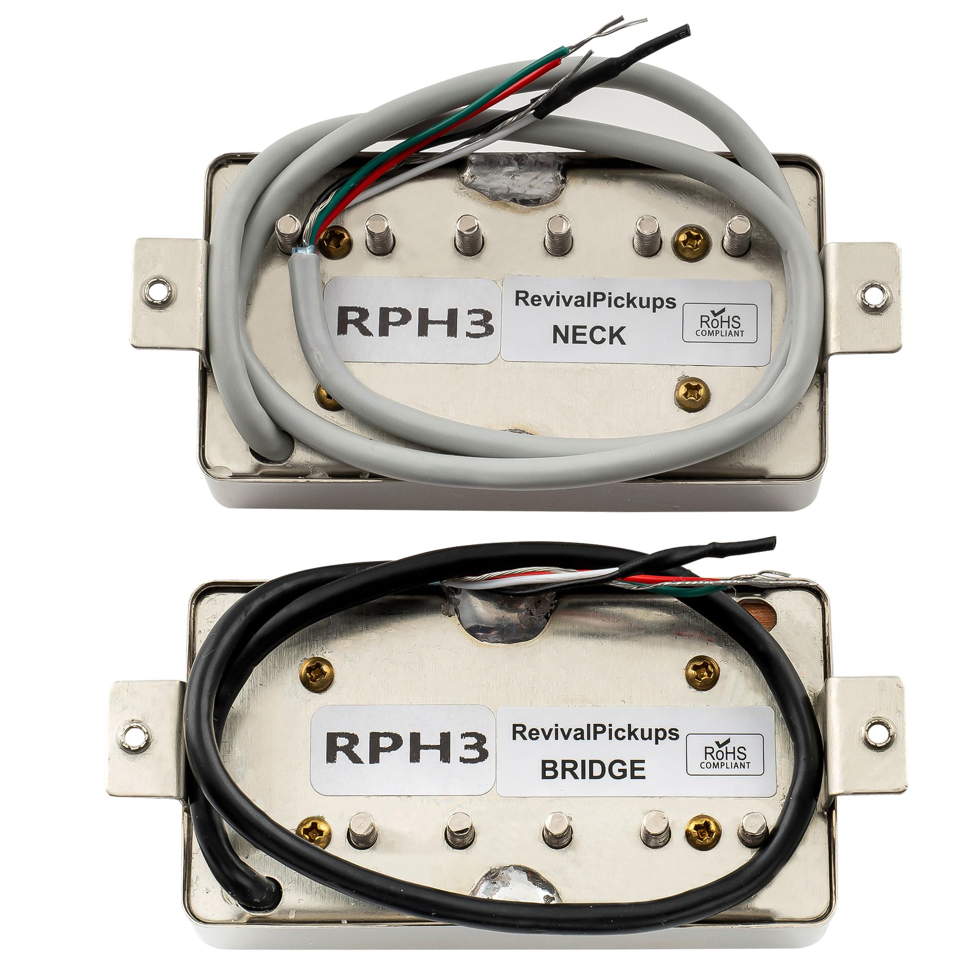The Revival Pickups RPH3 Alnico II Pastillas Humbucker Mástil Puente Pickups Set para Guitarra Eléctrica, Nickel