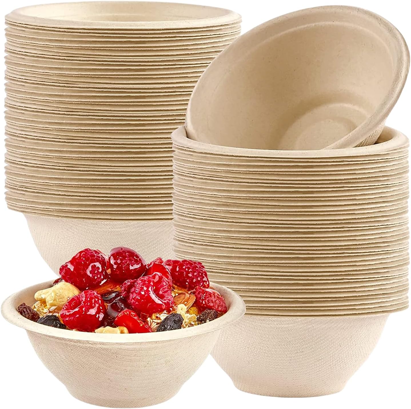 Disposable Small Paper Bowls Brown 7.7oz/220ml Bagasse Compostable