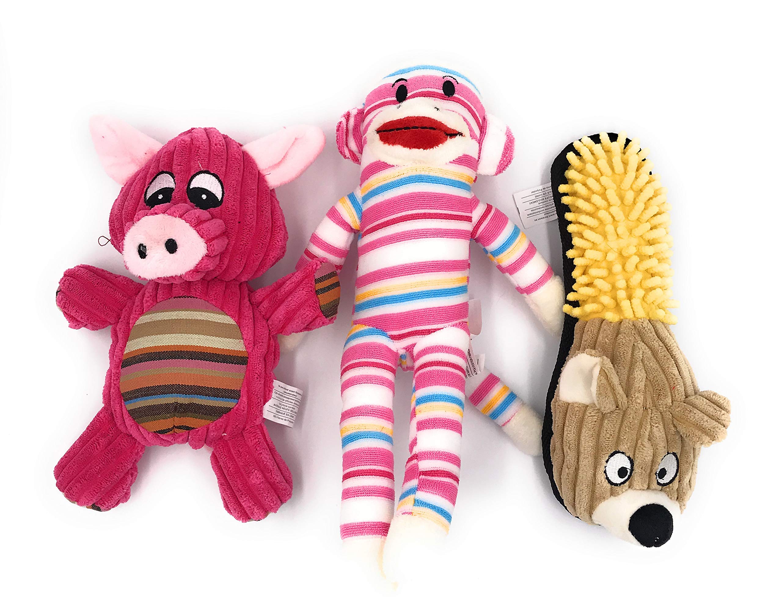 pink sock monkey dog toy