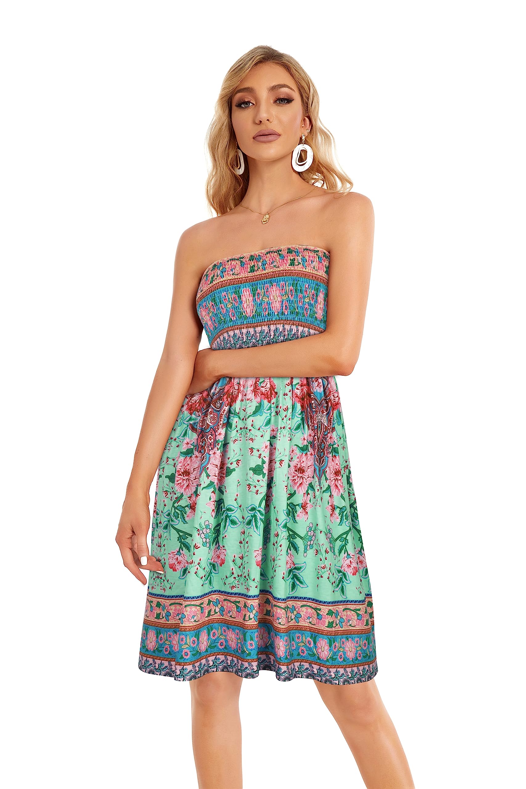 Gosunny Vestidos de verano para mujer, sin mangas, sin mangas, vestido informal estilo bandeau, elegante, vestido de playa, corto, bikini