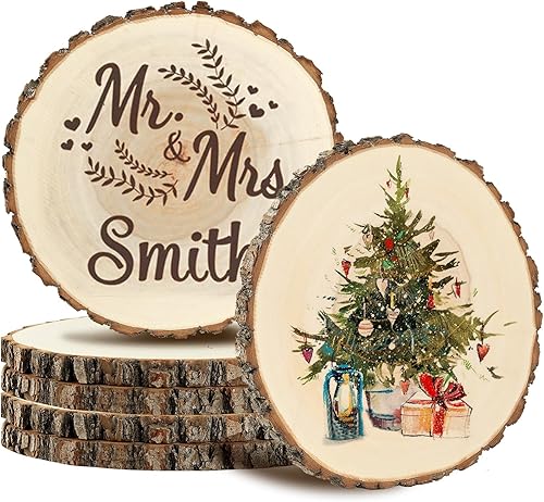 Rebanadas de madera de 8 a 9 pulgadas, 6 unidades, círculos de madera sin terminar, rebanadas de madera para centros de mesa, centros de mesa de