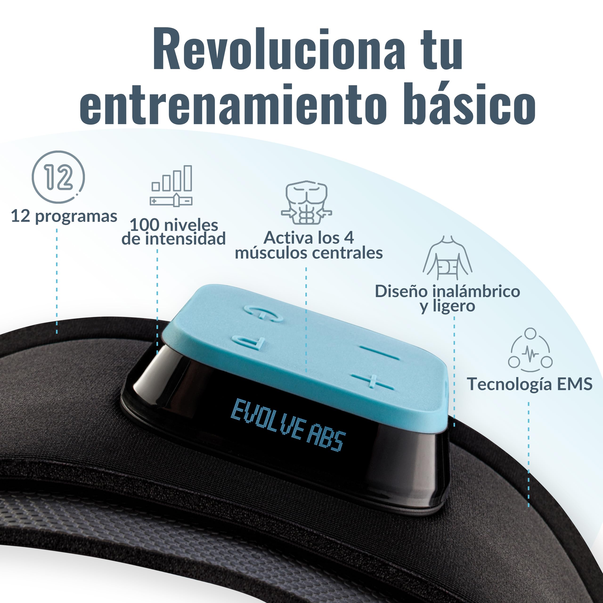 Slendertone Evolve Abs Cinturón de Tonificación Abdominal, Unisex Adulto, Negro, 61-107 cm, 0735-2000