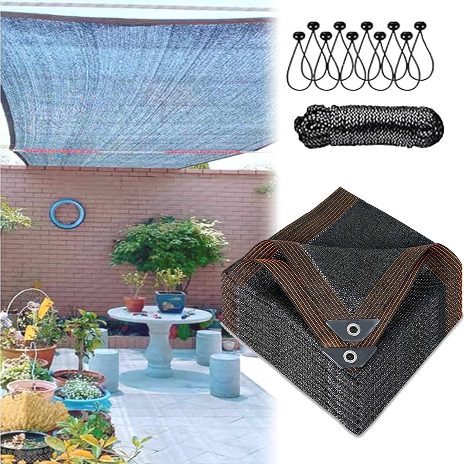 Tela negra de 10 x 28 pies, 90% de protección UV, lona de malla con ojales empotrados para invernadero, jardín, patio, pollo y pera, para exteriores.