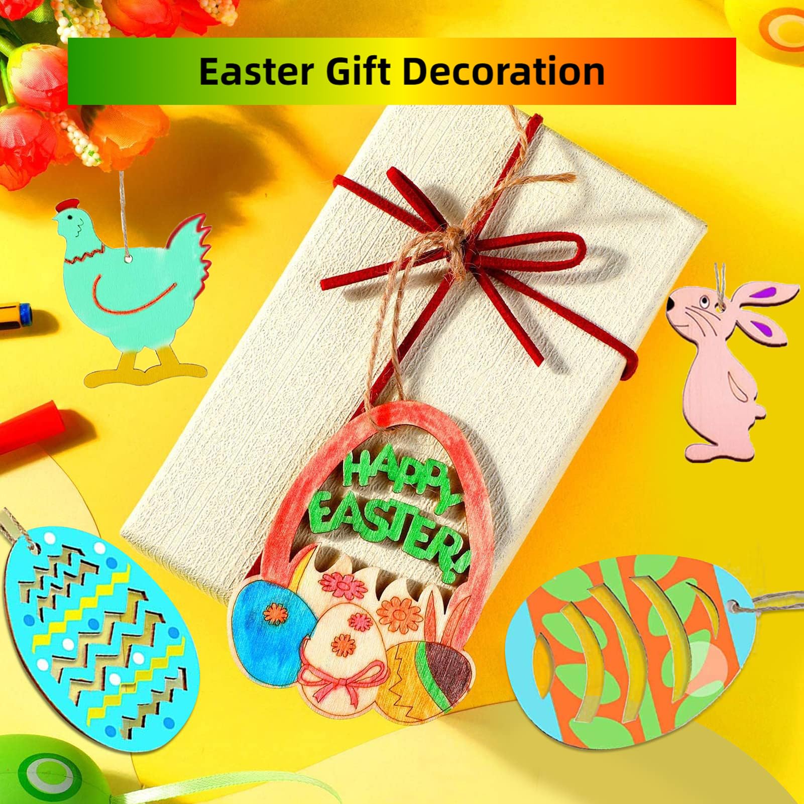 Set Fai Da Te Pasquale Per Bambini - 264 Pezzi Tra Ciondoli In Legno, Colori E Accessori - Crea Decorazioni Di Pasqua
