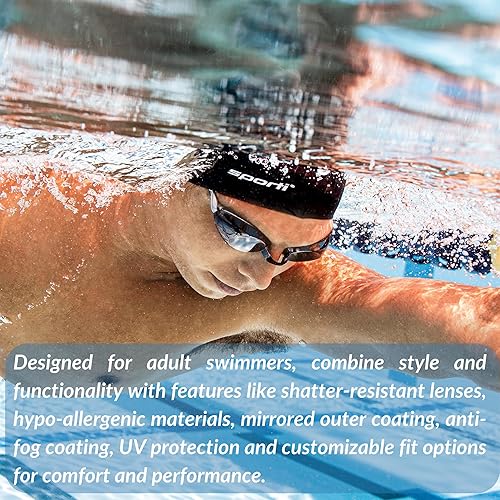 Miniatura 4 de Sporti Gafas de espejo unisex para adultos antivaho S2S3 - Lentes antivaho y elegantes gafas para nadar con construcción duradera